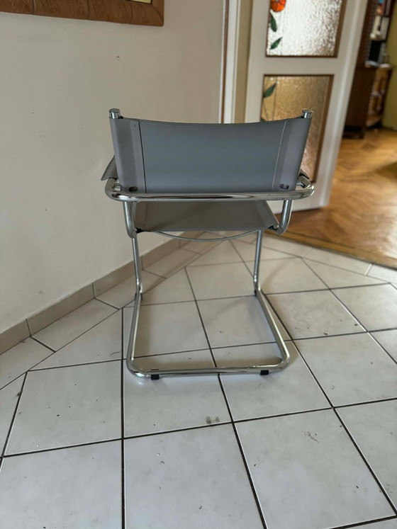 Mid-Century Grey Tubular Chair, 1960s – Adjustable recliner chair, Chrome, Retro (photo 4 of 4)