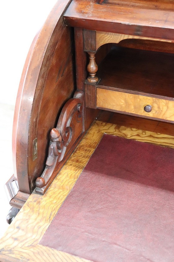 Image 1 of Antiker Rollschreibtisch in Nussbaum, Italien 19.