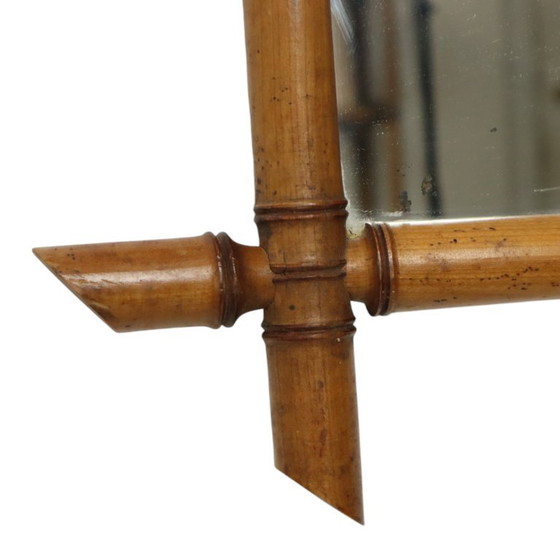 Image 1 of Franse Houten Spiegel Faux Bamboe Chinoiserie 57x47cm