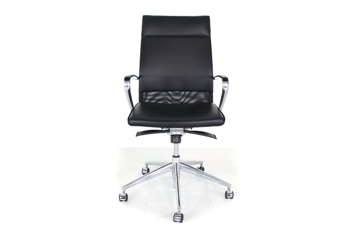wie neu! Art Collection Executive Desk Chair, Luxus Schreibtischstuhl Premium Leder, Chrom, Aluminium