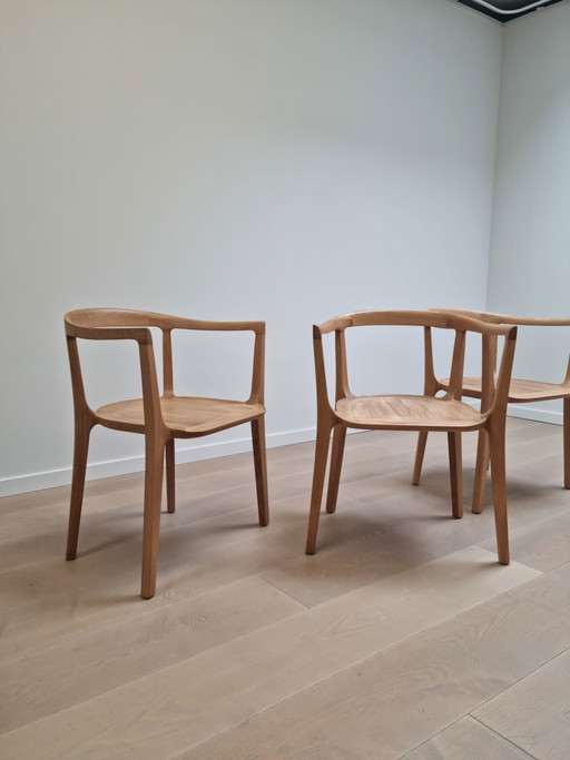 4x Juntoo armstoelen hout