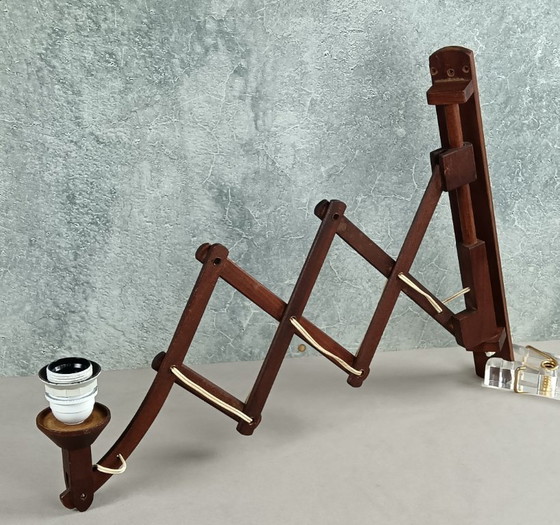 Image 1 of Midcentury modern accordion lamp in solid teak, 1960