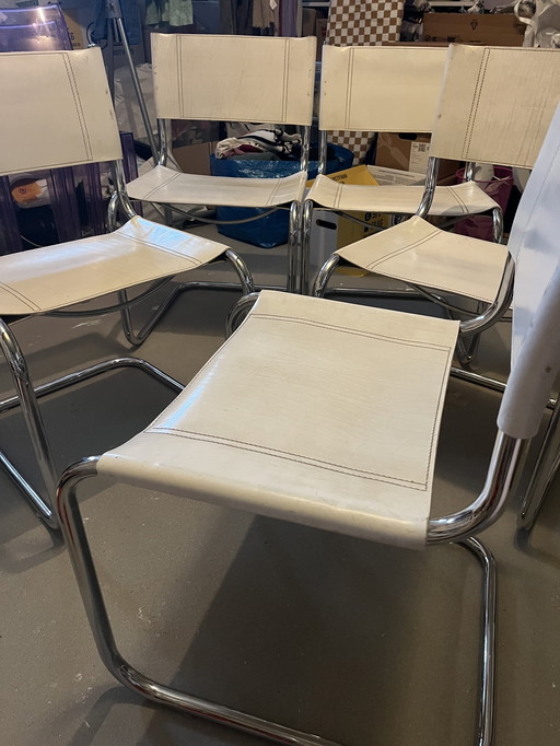 5 Vintage weiße S33-Stühle von Mart Stam Italien, 80er Jahre