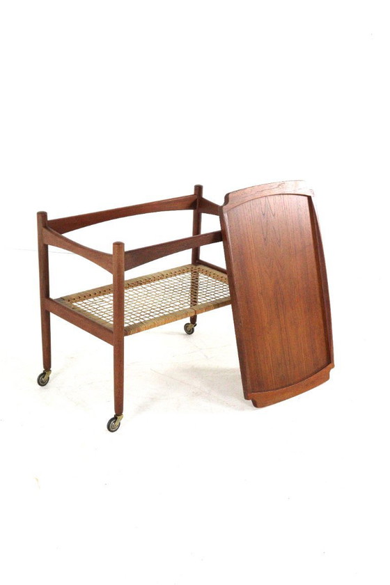 Image 1 of Chariot Poul Hundevad avec plateau amovible en teck vintage