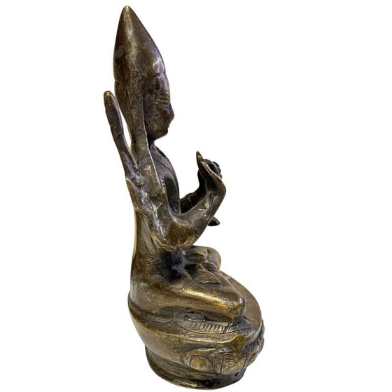 Raro Lama erudito tibetano del siglo XVIII – 1 kg de bronce macizo – 15,5 cm – Esculturas, Bronze (photo 3 of 10)