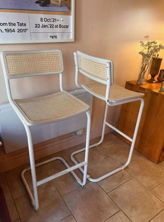 Image 1 of Tabourets de bar Cesca blancs, 1970s, set de 2