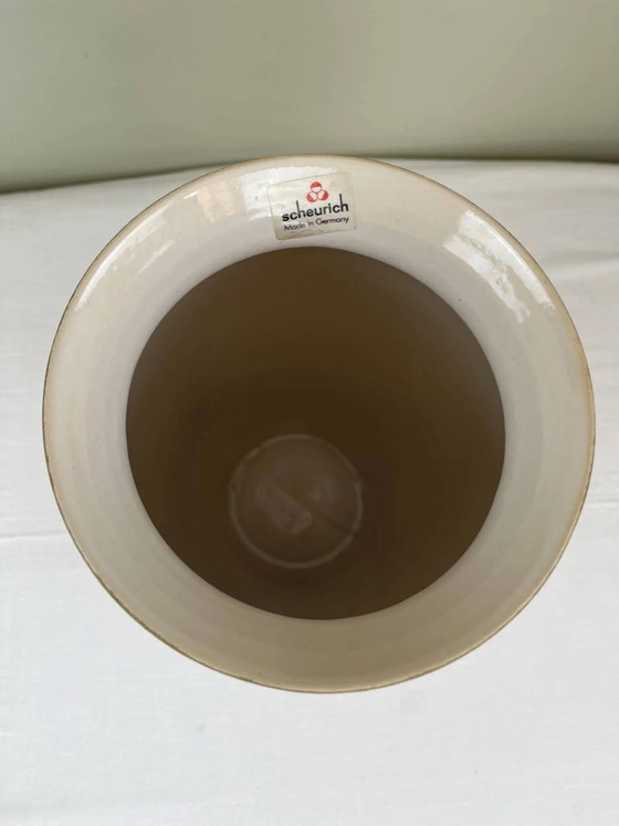 Vase émaillé moucheté crème avec bord doré, années 1970. – Scheurich W-Germany, Porcelain, Ceramic (photo 7 of 10)