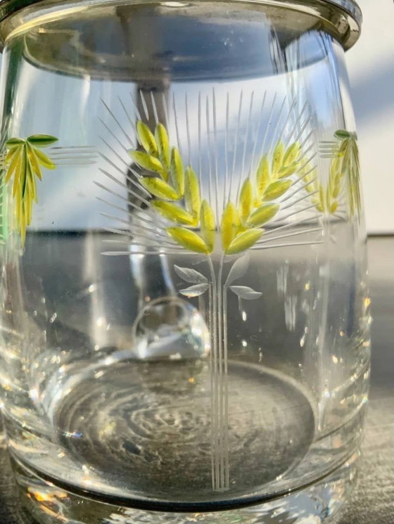 Image 1 of Boccale da birra antico con coperchio in peltro e smalto dipinto a mano (0,4 l)