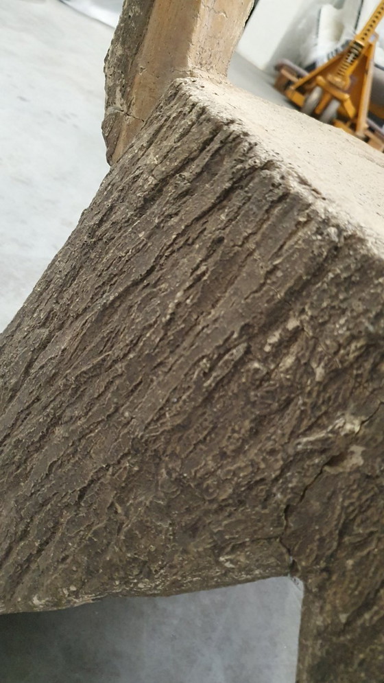Image 1 of Vintage faux wood cement garden set 4 chairs/table Brutalist 60s France
