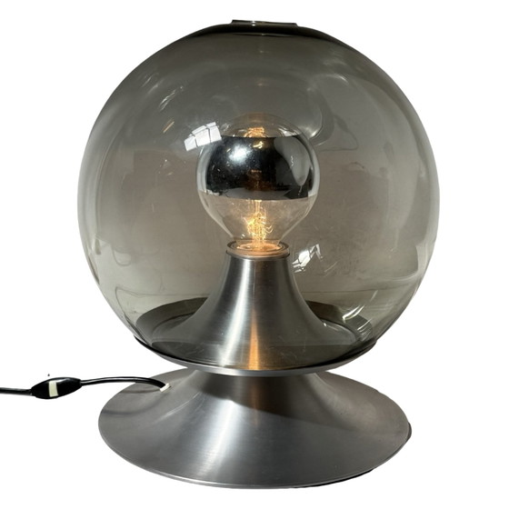 RAAK Amsterdam - Table Lamp Model ‘Droomeiland’ - 1960s - Model Nr. D-2002 - Large - Smoked Glass – Aluminium (photo 6 of 9)
