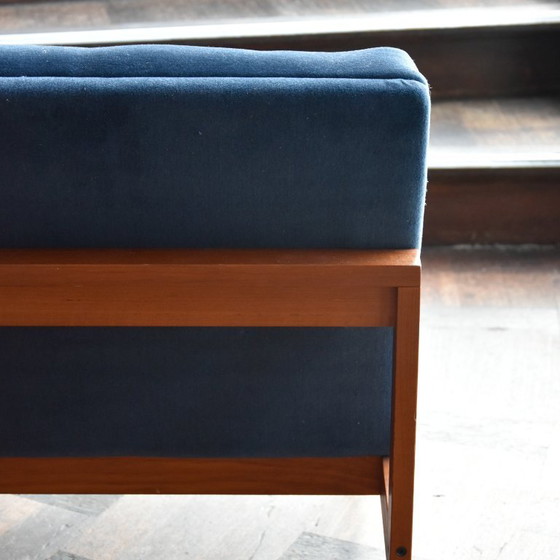 Set of 3 Teak Easy Chairs Ole Gjerlov Knudsen & torben Lind, France & Søn, Armchairs, Textile, Blue (photo 13 of 14)