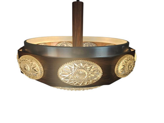 Image 1 of Lakro Amstelveen - hanglamp - Ufo lamp - houtfineer - aluminium - 60's