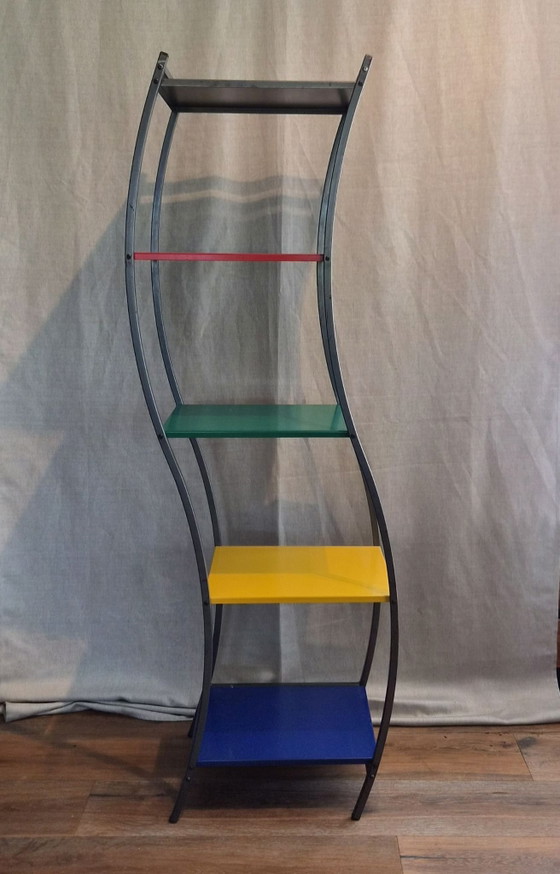 Set of Two Vintage Memphis-Style Bookcases – Memphis Style, Metal (photo 7 of 11)