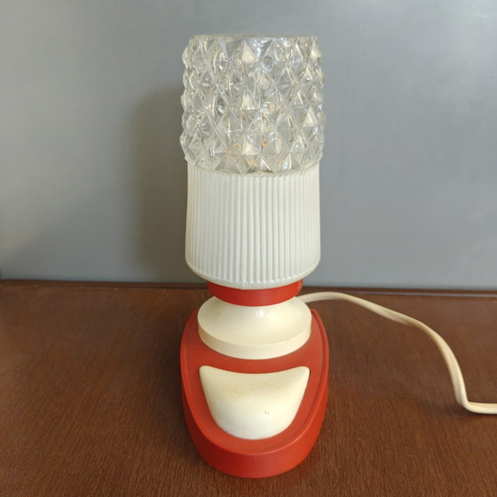 Vintage Massive Belgium Table Lamp – 1970s – Pressed Glass – Space Age – Plastic (photo 4 of 9)