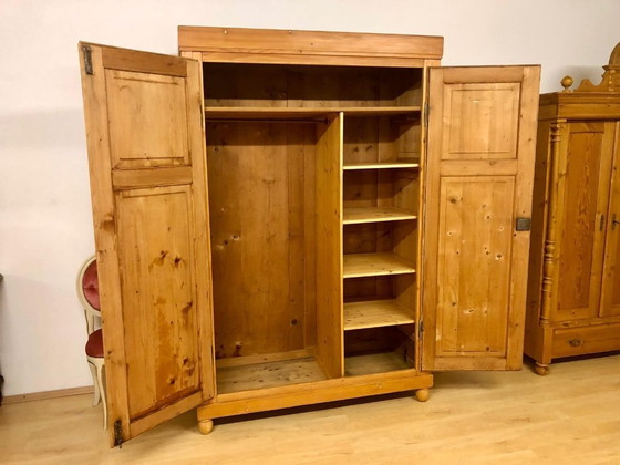 Image 1 of Country-style wardrobe, Art Nouveau wardrobe, farmhouse wardrobe, softwood wardrobe circa 1900