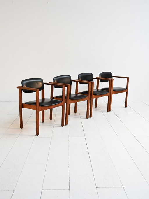 Teak and leather chairs, Denmark 1960s