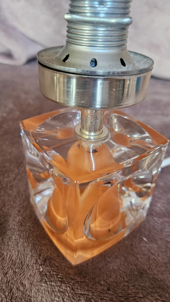 Image 1 of Lamp base cube resin orange retro