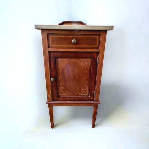 Table de chevet Art Déco 1920 - Table d'appoint avec écorce de marbre