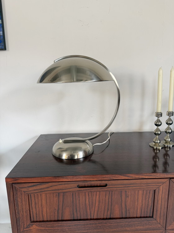 Image 1 of Vintage Chrome Art Deco Table Lamp, Hillebrand Style ‘70s