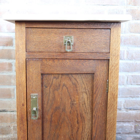 Image 1 of Vintage tall marble bedside table