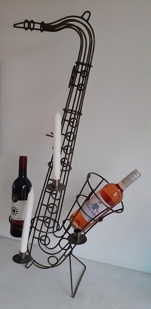 Design wine rack/candle stand "Tenor Saxaphone"