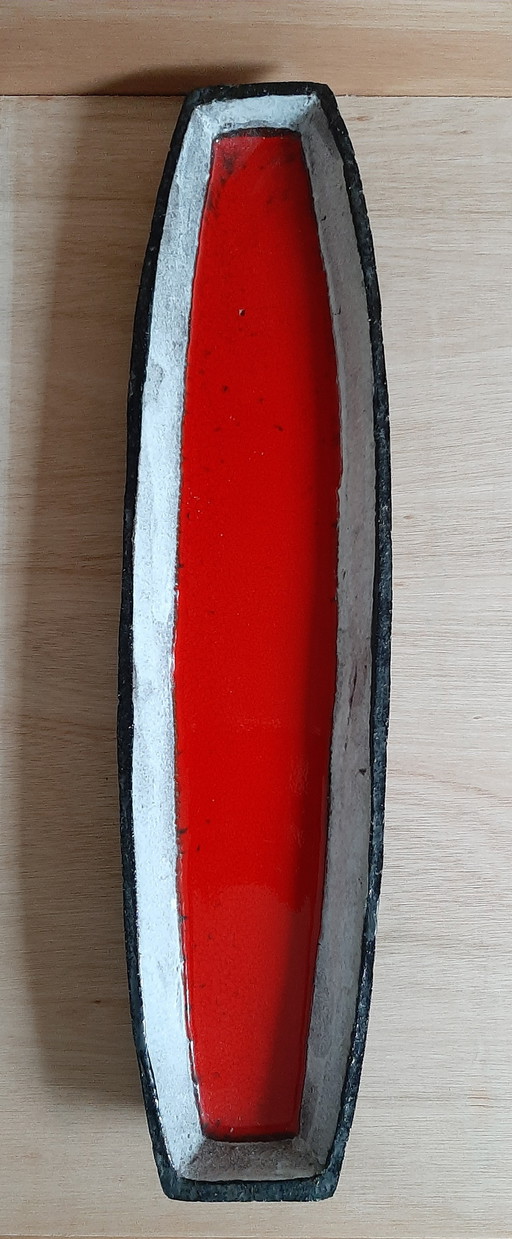 Lange Keramikschale, Brutalismus, Belgien, 1970er Jahre