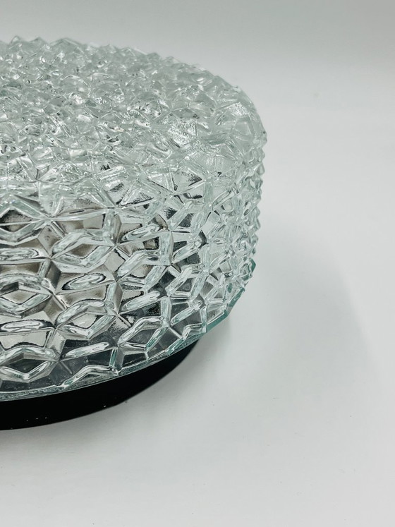 Image 1 of Plafonnier applique en verre pointe de diamant vintage RZB