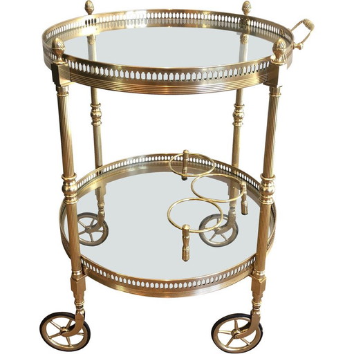 Carrello rotondo in ottone vintage della Maison Baguès, 1940