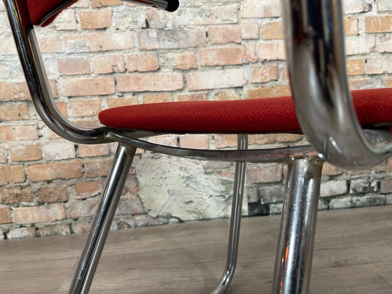 Image 1 of 4x Ahrend Schlittenstuhl mit Rohrrahmen, rot