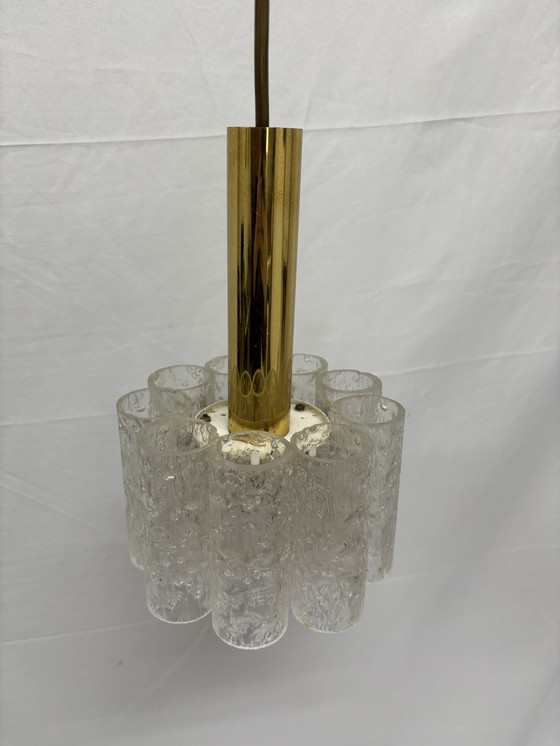 Image 1 of Vintage Doria Leuchten hanging lamp, ice glass tubes '60s/'70s