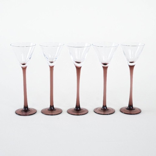 Set van vijf glazen, Deens design, jaren 70, vervaardigd in Denemarken.
