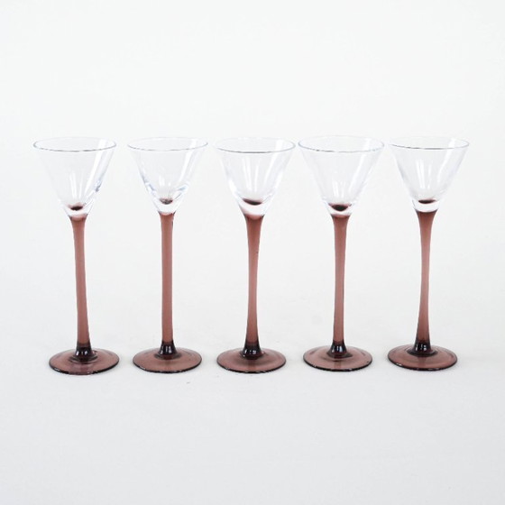 Image 1 of Set van vijf glazen, Deens design, jaren 70, vervaardigd in Denemarken.