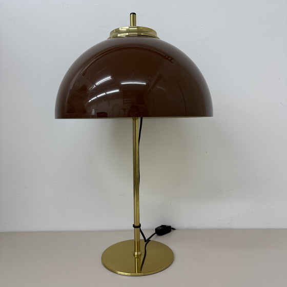 Image 1 of Lampada da tavolo vintage a fungo con base in metallo dorato , anni '70
