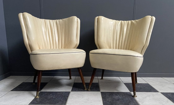 Image 1 of 2 sedie da cocktail in skai bianco anni '60