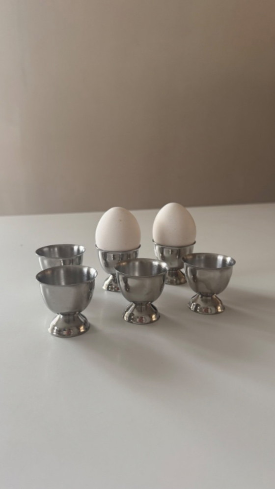 Image 1 of Vintage Stainless Steel Egg Cups (Set of 6)