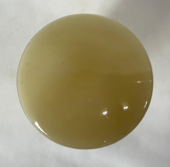 Image 1 of Vintage Art Deco plafondlamp crème met print jaren dertig