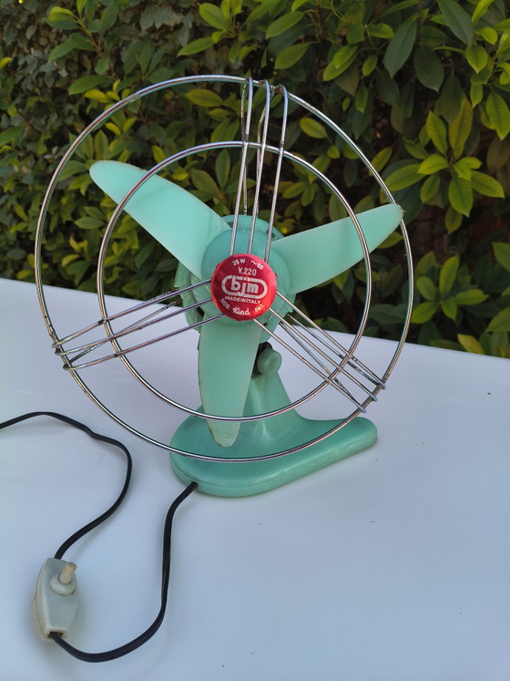 Ventilateur Vintage BJM Made in Italy Années 50/60 Vert Menthe – Objets déco, Metal, Plastic (photo 4 of 8)