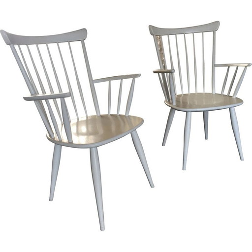 Coppia di poltrone vintage con steli bianchi, 1950