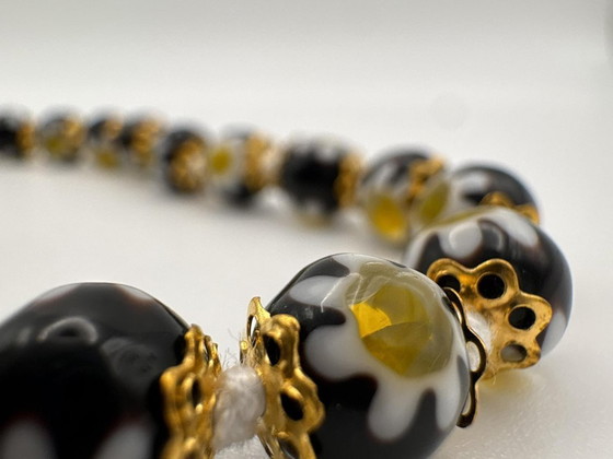 Image 1 of Collares de cristal de Murano negro con millefiori y murrina - 44 cm