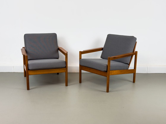 Image 1 of Lounge Chairs In Teak By Kai Kristiansen For Magnus Olesen, 1960S, Set Of 2