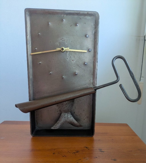 Vintage Junghans metalen slingerwandklok in de vorm van een sardineblikje – Duitsland, jaren 70 – klokken