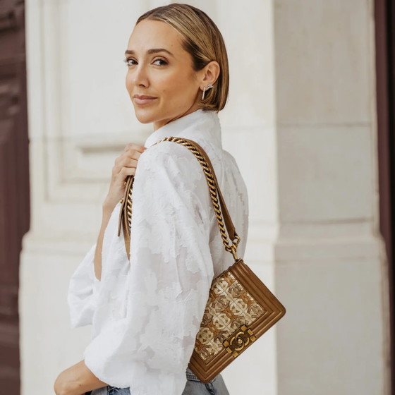 Chanel petit sac Boy à rabat en agneau matelassé métallique avec CC entrelacés – Sacs a bandouliere, Cuir (photo 3 of 16)
