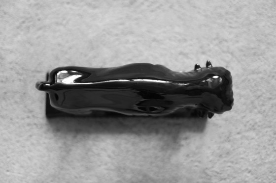 Image 1 of Grande figurine de bison en porcelaine noire, Vintage Mid Century Scandinavian Modern, 1960s