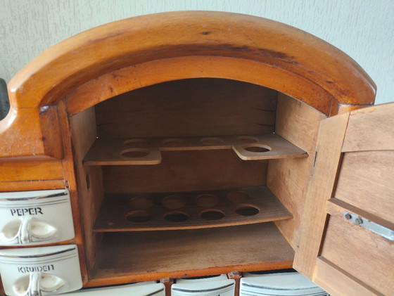 Image 1 of Armario para especias Art Déco antiguo con reloj en funcionamiento