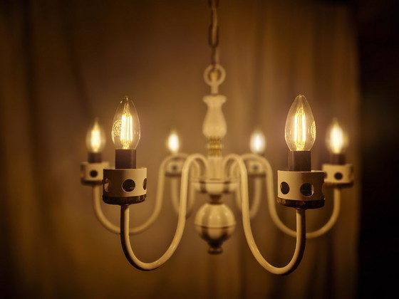 Image 1 of Rare Mid-Century Czech Lighting Set – 6-Arm Chandelier + Wall Lamp by Drukov, 1960s