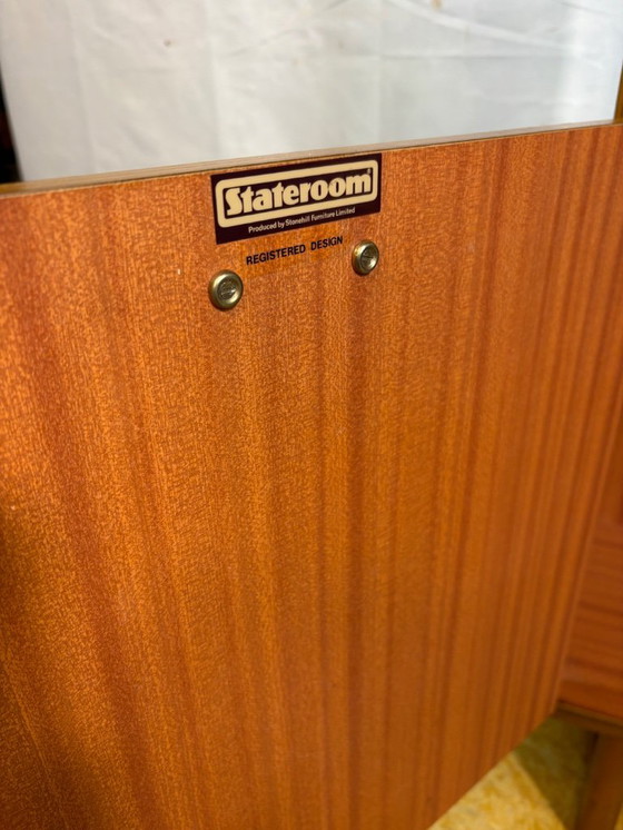 Image 1 of Mid-Century Retro Vintage Room Divider / Shelving Unit by Stonehill – Stateroom Range 1970s  Cocktail Flap • Drawers • Statement