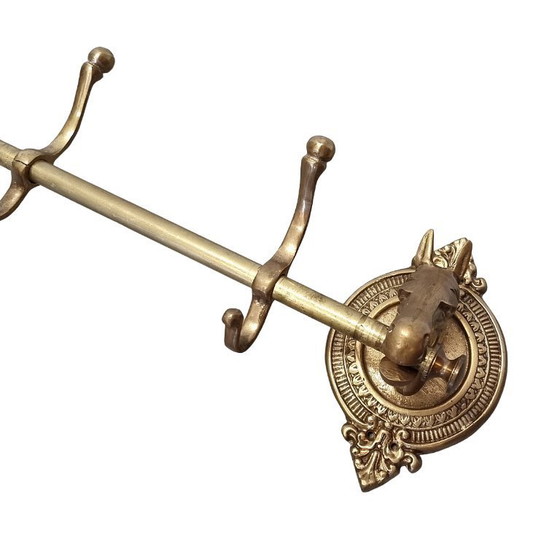Image 1 of Messing kapstok met paardenhoofden