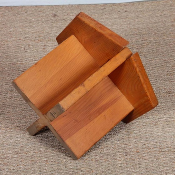 Image 1 of Sgabello vintage in pino massello attribuito a René Martin, 1960