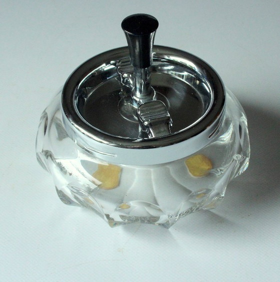 Image 1 of Originele Roulette asbak Erhard & Söhne - Kristalglas/metaal - Vintage