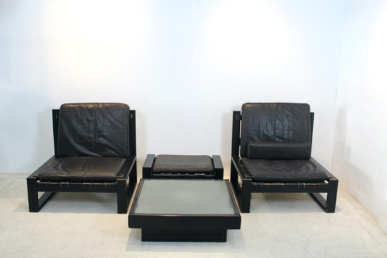 Ensemble de salon par Atelier Sonja Wasseur, Salons de jardin & lounge design d'occasion, Cuir, Bois (photo 14 sur 14)